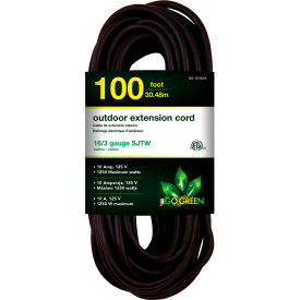 GoGreen Power® 100' SJTW Heavy Duty Outdoor Extension Cord 16/3 Gauge 10A Black GG-13700BK