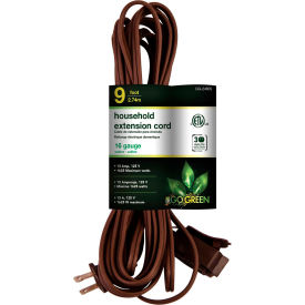 GoGreen Power GG-24809-10 9 Ft Household Extension Cord - Brown 10PK GG-24809-10