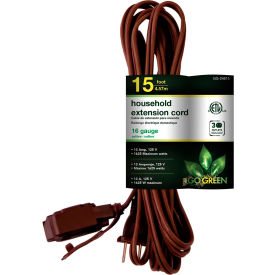 GoGreen Power GG-24815-3 15 Ft Household Extension Cord - Brown 3PK GG-24815-3