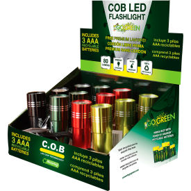 GoGreen Power® COB LED Flashlight with 3 AAA Batteries 80 Lumens Pack of 12 GG-113-COBD12