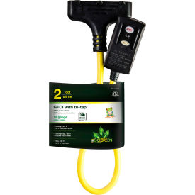 GoGreen Power 12/3 2' Tri-Tap Heavy Duty GFCI GG-12402 GG-12402
