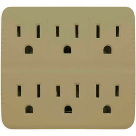 GoGreen Power GG-16000TT-3 6 Outlet Wall Tap - Tan GG-16000TT-3