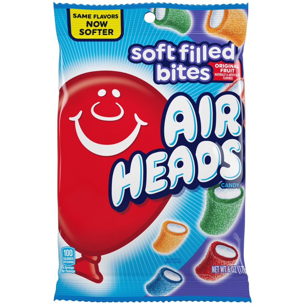 AirHeads Soft Filled Bites Peg Bags, 6 Oz, Pack Of 12 Bags MPN:VAM67852