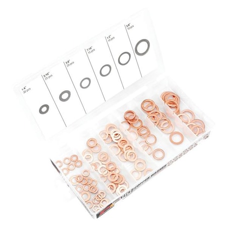 Washer Assortment, Copper Plain Finish, 110 PCS MPN:W5217