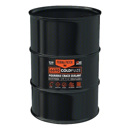 Crack Filler, Drum, Black, 4, 400 Linear ft for Cracks 1/2'' Width and 1/2'' Deep Coverage MPN:PP-CF-B55
