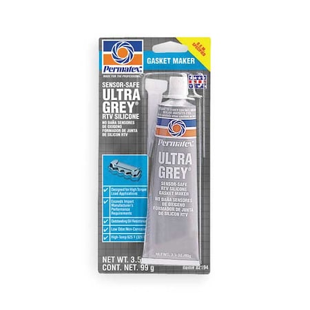 Rigid, High Torque RTV Gasket Maker, 3.5 oz, Gray, Temp Range -65 to 500 Degrees F MPN:82194