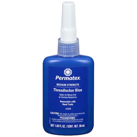 Threadlocker, PERMATEX, Blue, Medium Strength, Liquid, 50 mL Bottle MPN:24250