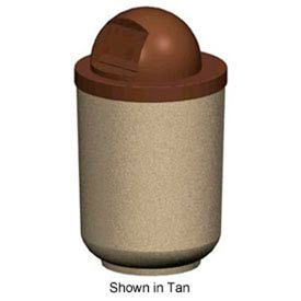 Petersen Round 36 Gallon Concrete Trash Receptacle with Round Dome Plastic Lid - Gray - TCR-MD TCR-MD-30 Dove Gray