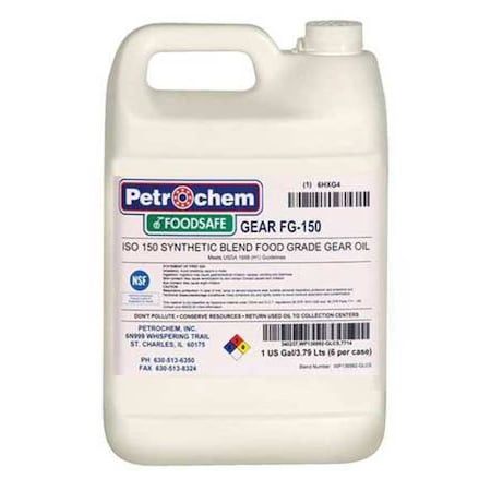 1 gal Gear Oil Jug 150 ISO Viscosity, 85W SAE, Clear MPN:FOODSAFE GEAR FG-150-001