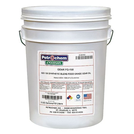 5 gal Gear Oil Drum 150 ISO Viscosity, 85W SAE, Clear MPN:FOODSAFE GEAR FG-150-005