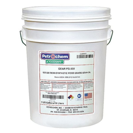 5 gal Gear Oil Drum 320 ISO Viscosity, 90 SAE, Clear MPN:FOODSAFE GEAR FG-320-005