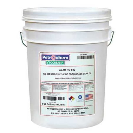 5 gal Gear Oil Drum 680 ISO Viscosity, 140 SAE, Clear MPN:FOODSAFE GEAR FG-680-005
