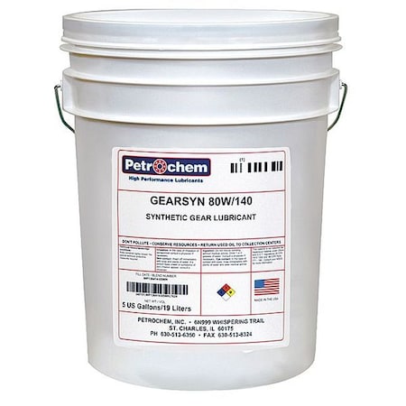 5 gal Gear Lubricant Pail Not Specified ISO Viscosity, 80W SAE, Amber MPN:GEARSYN 80W-140-005