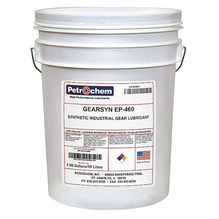 5 gal Gear Oil Pail 460 ISO Viscosity, 140 SAE, Clear MPN:GEARSYN EP-460-005