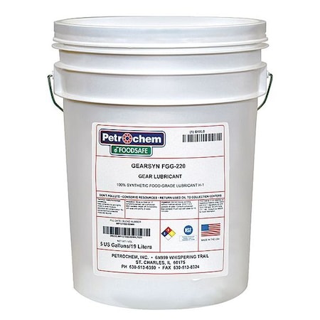 5 gal Gear Oil Pail 220 ISO Viscosity, 90 SAE, Clear MPN:GEARSYN FGG-220-005