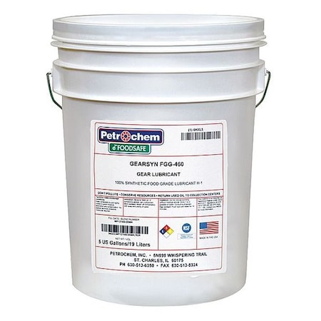 5 gal Gear Oil Drum 460 ISO Viscosity, 140 SAE, Clear MPN:GEARSYN FGG-460-005