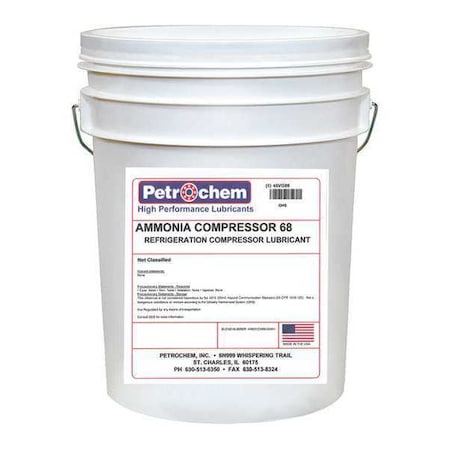 Compressor Oil, 5 gal, Pail, 20 SAE Grade MPN:AMMONIA COMPRESSOR 68-005