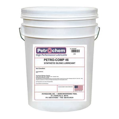 Compressor Oil, 5 gal, Pail, 15 SAE Grade MPN:PETRO-COMP 46-005