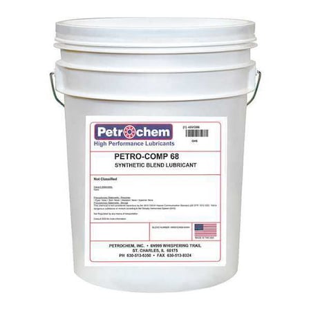 Compressor Oil, 5 gal, Pail, 20 SAE Grade MPN:PETRO-COMP 68-005