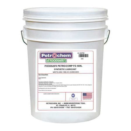 Compressor Oil, 5gal, Pail, Polyalphaolefin MPN:PETRO-COMP FG-40XL-005
