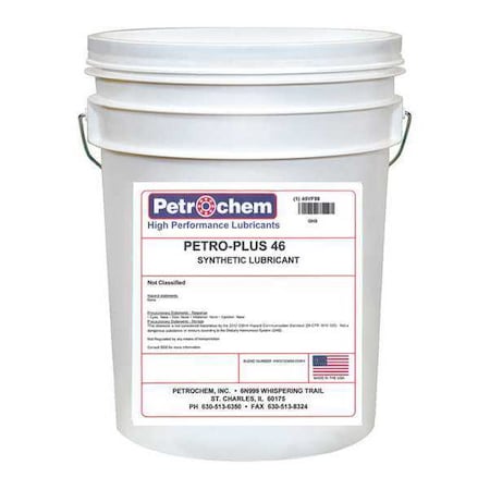 Compressor Oil, 5 gal., Pail, Synthetic Oil MPN:PETRO-PLUS 46-005