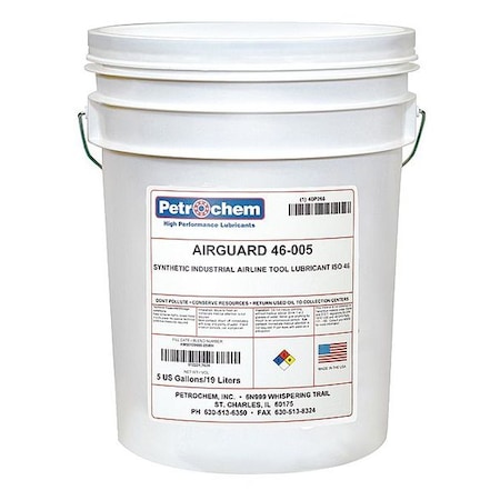 Lubricant, 5 gal, Bucket, Synthetic Base, 450 Degrees F Max Op Temp, Colorless MPN:AIRGUARD 46-005