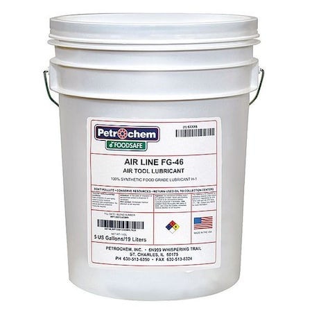 Food Grade Synthetic Lubricant, 5 Gal. MPN:FOODSAFE AIRLINE TOOL FG-46-005