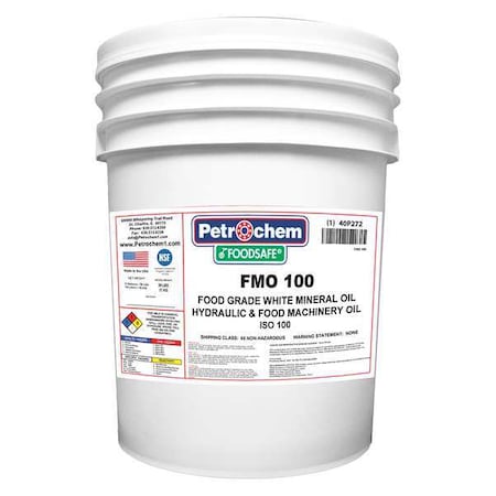 Mineral Hydraulic Oil, Food Grade, 5 Gal. MPN:FOODSAFE FMO 100-005