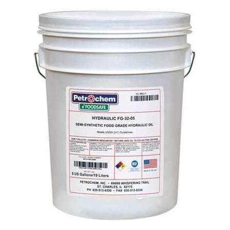 Food Grade SemiSyn Hydraulic Oil, ISO 32 MPN:FOODSAFE HYDRAULIC FG-32-005