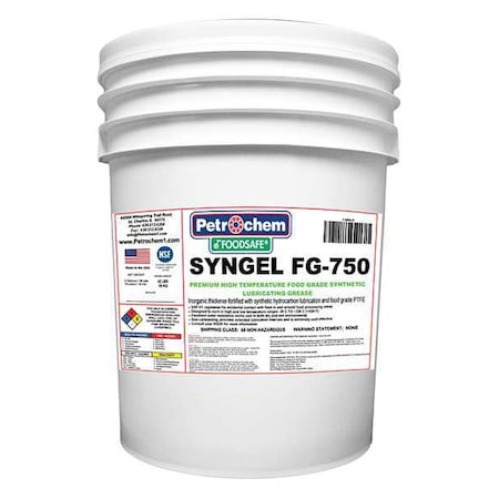 Food Grade Synthetic High Temp Grease, 5 Gal. MPN:FOODSAFE SYNGEL FG-750-005