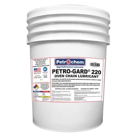 Chain & Wire Rope Lubricant, 5 gal, Pail, Synthetic Base, 670 Degrees F Max Op Temp, Amber MPN:PETRO-GARD 220