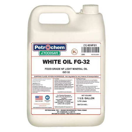 Mineral Hydraulic Oil, Food Grade, ISO 32, 1 Gal. MPN:WO FG-32-001