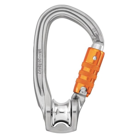 Pulley Carabiner, Triple-Action Twist Lock, 3 in Length, 7/8 in Gate Opening, Aluminum, Silver MPN:P75 TL
