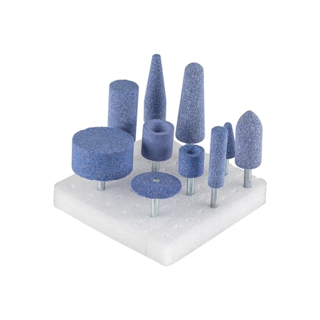 10 Piece Mounted Point Set - Ceramic Grain, 1/8