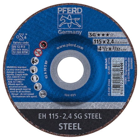 Abrasive Cut-Off Wheel, Type 27, 4-1/2 in Dia, 3/32 in Thick, 7/8 in Arbor Hole Size, 46 Grit MPN:63103