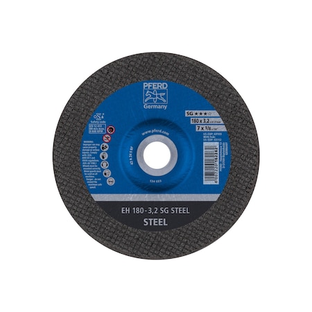Abrasive Cut-Off Wheel, Type 27, 7 in Dia, 1/8 in Thick, 7/8 in Arbor Hole Size, Aluminum oxide A MPN:63109