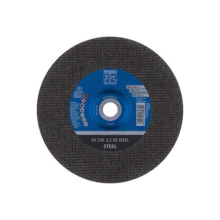 Abrasive Cut-Off Wheel, Type 27, 9 in Dia, 1/8 in Thick, 7/8 in Arbor Hole Size, Aluminum oxide A MPN:63111
