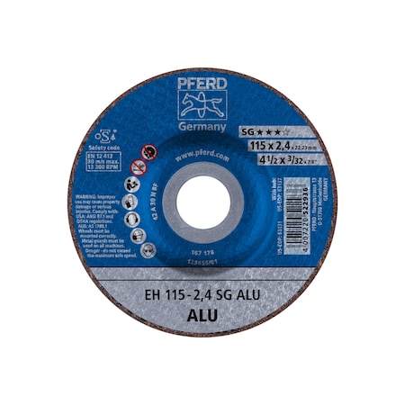 Abrasive Cut-Off Wheel, Type 27, 4-1/2 in Dia, 3/32 in Thick, 7/8 in Arbor Hole Size, 30 Grit MPN:63131