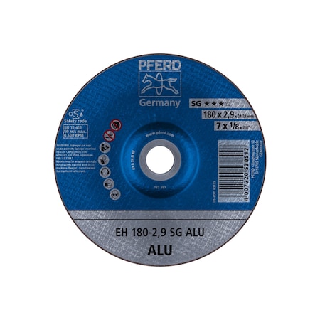 Abrasive Cut-Off Wheel, Type 27, 7 in Dia, 1/8 in Thick, 7/8 in Arbor Hole Size, Aluminum oxide A MPN:63135