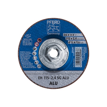Abrasive Cut-Off Wheel, Type 27, 4-1/2 in Dia, 3/32 in Thick, 5/8 in-11 Arbor Hole Size, 30 Grit MPN:63137