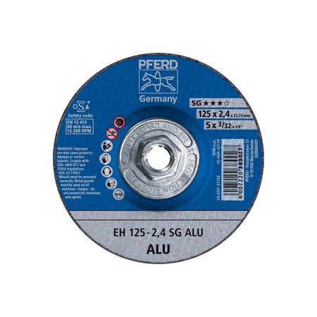 Abrasive Cut-Off Wheel, Type 27, 5 in Dia, 3/32 in Thick, 5/8 in-11 Arbor Hole Size, 24 Grit MPN:63139