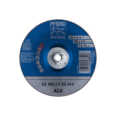 Abrasive Cut-Off Wheel, Type 27, 7 in Dia, 1/8 in Thick, 5/8 in-11 Arbor Hole Size, 24 Grit MPN:63141