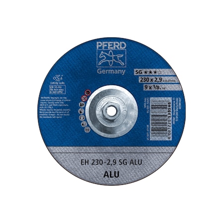 Abrasive Cut-Off Wheel, Type 27, 9 in Dia, 1/8 in Thick, 5/8 in-11 Arbor Hole Size, 24 Grit MPN:63142