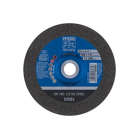 Abrasive Cut-Off Wheel, Type 27, 7 in Dia, 0.045 in Thick, 7/8 in Arbor Hole Size, Aluminum oxide A MPN:63165