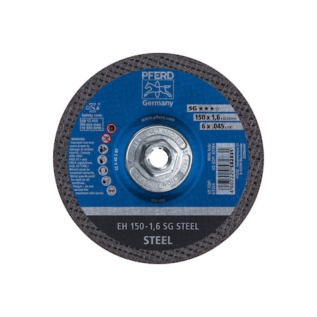 Abrasive Cut-Off Wheel, Type 27, 6 in Dia, 0.045 in Thick, 5/8 in-11 Arbor Hole Size, 46 Grit MPN:63184