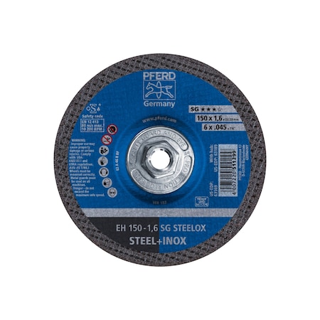 Abrasive Cut-Off Wheel, Type 27, 6 in Dia, 0.045 in Thick, 5/8 in-11 Arbor Hole Size, 46 Grit MPN:63189