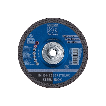 Abrasive Cut-Off Wheel, Type 27, 6 in Dia, 0.45 in Thick, 5/8 in-11 Arbor Hole Size, 46 Grit MPN:63194