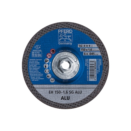Abrasive Cut-Off Wheel, Type 27, 6 in Dia, 0.45 in Thick, 5/8 in-11 Arbor Hole Size, 46 Grit MPN:63199