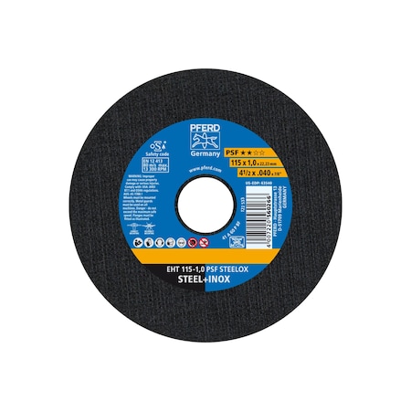 Abrasive Cut-Off Wheel, Type 1, 4-1/2 in Dia, 0.040 in Thick, 7/8 in Arbor Hole Size, 60 Grit MPN:63540