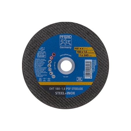 Abrasive Cut-Off Wheel, Type 1, 7 in Dia, 0.045 in Thick, 7/8 in Arbor Hole Size, Aluminum Oxide MPN:63553